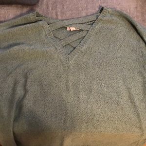 Green Criss Cross Neck Sweater